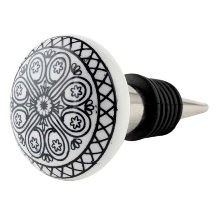 Black Wheel Flat Ceramic Wine Bottle Stopper